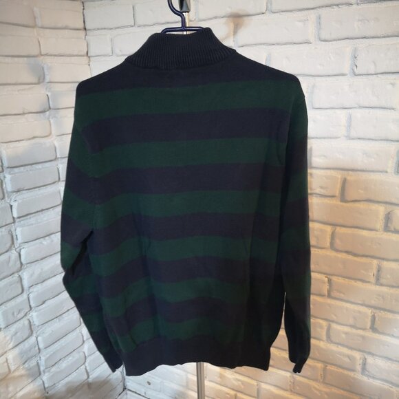 Chaps Men's Size Large 1/4 Zip Loose Fit Navy & Green Long Sleeves Sweater - Picture 2 of 9
